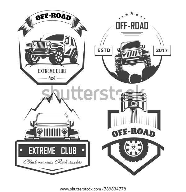 Off-road 4x4 extreme car club logo templates.\
Vector symbols