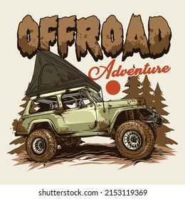 offroad adventure car vector illustration