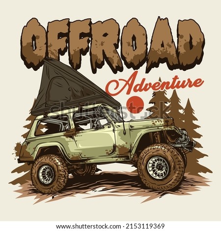 offroad adventure car vector illustration