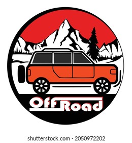 Offroad adventure logo vector image in the afternoon with sunset colors 