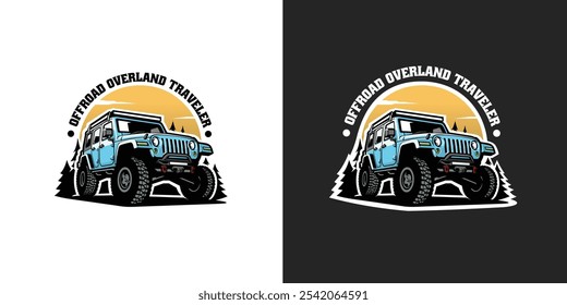 Offroad Adventure Overland Vehicle Vector Art Illustration Isolated
