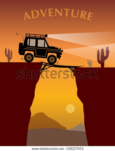 Off-road adventure, vector\
illustration