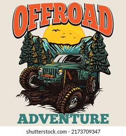 Offroad adventure vehicle design, suitable for adventure club t-shirt design