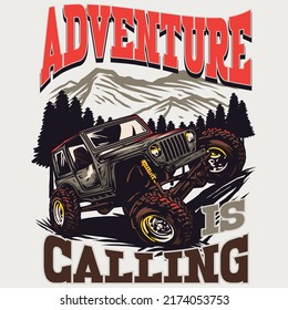 Offroad adventure vehicle logo design, perfect for adventure club tshirt design