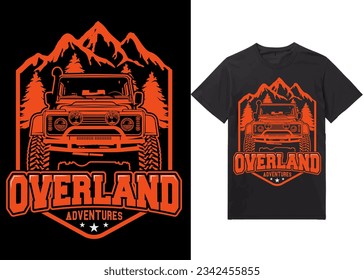 Off-road Adventure vehicle solid color jeep car and vector design illustration print for boy t-shirt, Overland Adventures,  4x4 offroad
