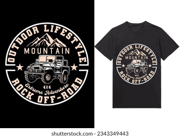 Off-road Adventure vehicle solid color jeep car and vector design illustration print for boy t-shirt, Outdoor lifestyle mountain extreme adventure rock offroad, 4x4 offroad