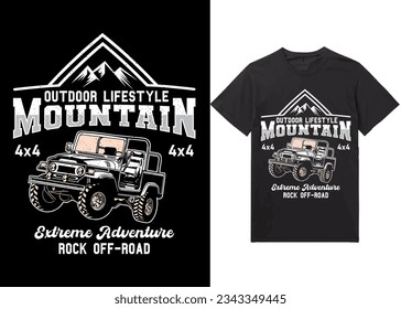 Off-road Adventure vehicle solid color jeep car and vector design illustration print for boy t-shirt, Outdoor lifestyle mountain extreme adventure rock offroad, 4x4 offroad