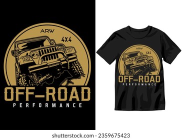 Off-road Adventure vehicle solid color jeep car and vector design illustration print for boy t-shirt, 4x4 offroad , ARW off-road performance