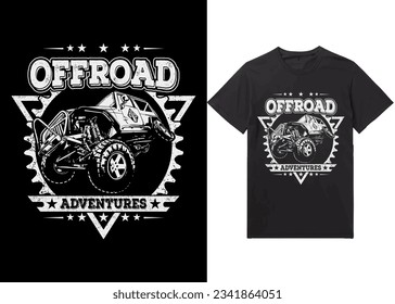 Offroad Adventures, Off-road solid color jeep car and vector design illustration print for boy t-shirt grunge effect in a separate layer