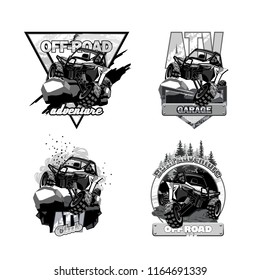 Off-Road ATV Buggy, Black and White Logo.