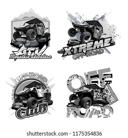 Logotipo fuera de carretera ATV Buggy, Black and White.