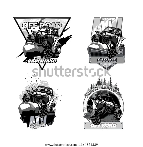オフロードatvバギー 白黒のロゴ のベクター画像素材 ロイヤリティフリー