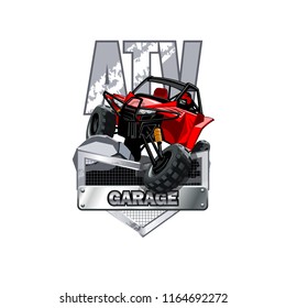 Off-Road ATV Buggy Logo, Service and Repairs garage.