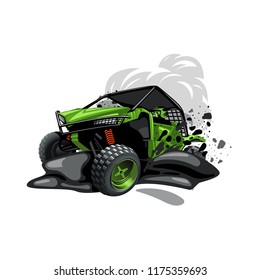 Off-Road ATV Buggy, rides true the dirt and dust. Green color.