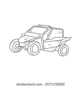 Off-Road Beast: A Minimalist Line Drawing Vector Design Capturing the Raw Power and Rugged Engineering of a off-road vehicle, Featuring Aggressive Suspension Lift, Oversized All-Terrain Tires. 