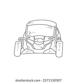 Off-Road Beast: A Minimalist Line Drawing Vector Design Capturing the Raw Power and Rugged Engineering of a off-road vehicle, Featuring Aggressive Suspension Lift, Oversized All-Terrain Tires. 