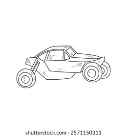 Off-Road Beast: A Minimalist Line Drawing Vector Design Capturing the Raw Power and Rugged Engineering of a off-road vehicle, Featuring Aggressive Suspension Lift, Oversized All-Terrain Tires. 