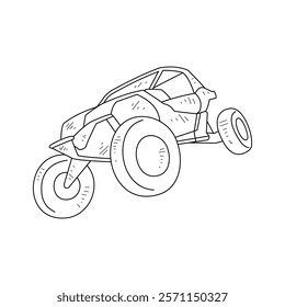 Off-Road Beast: A Minimalist Line Drawing Vector Design Capturing the Raw Power and Rugged Engineering of a off-road vehicle, Featuring Aggressive Suspension Lift, Oversized All-Terrain Tires. 