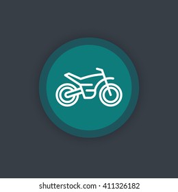 offroad bike, motorcycle line icon, round flat icon, vector illustration