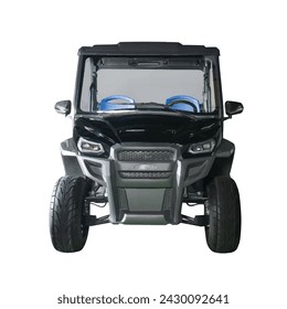 Vista frontal del coche de cuatro plazas de servicio pesado offroad negro