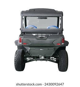 Vista trasera del coche de cuatro plazas de servicio pesado offroad negro