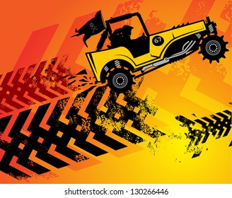 Off-road buggy abstract background, vector illustration