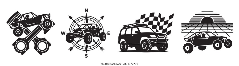 Offroad Buggy Silhouette Mega Bundle - Extreme 4x4 UTV Side and Front Profile Icon Pack - Modern Sand Rail Motorsport Vector Template Collection

Supercharge your commercial stock portfolio with this high-demand master collection featuring a huge bundle of unique offroad buggy and side-by-side UTV vector silhouettes. This professional high-quality toolkit combines multiple expansive design sets showing adventure motorsport layouts, front grille profiles, isolated side views, and extreme action terrain driving scenes like steep hill climbs, rock crawling, sand dune jumping, and mud splashing. Expertly rendered in flat solid configurations, this clean vector pack avoids complex overlapping line gradients or shadows. It is highly optimized for vinyl decal cutting machines, custom screen printing extreme sports apparel, t-shirt lines, motorsport club patches, garage tuning catalogs, rugged sticker packs, and print on demand digital downloads.