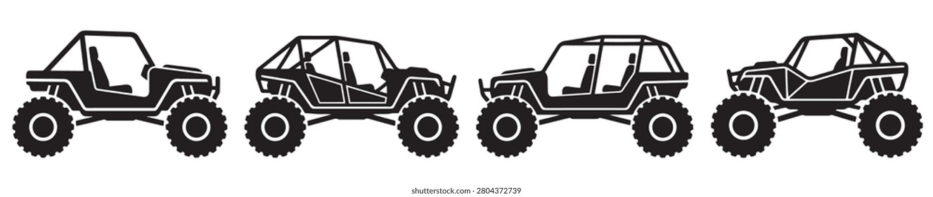 Offroad Buggy Silhouette Mega Bundle - Extreme 4x4 UTV Side and Front Profile Icon Pack - Modern Sand Rail Motorsport Vector Template Collection

Supercharge your commercial stock portfolio with this high-demand master collection featuring a huge bundle of unique offroad buggy and side-by-side UTV vector silhouettes. This professional high-quality toolkit combines multiple expansive design sets showing adventure motorsport layouts, front grille profiles, isolated side views, and extreme action terrain driving scenes like steep hill climbs, rock crawling, sand dune jumping, and mud splashing. Expertly rendered in flat solid configurations, this clean vector pack avoids complex overlapping line gradients or shadows. It is highly optimized for vinyl decal cutting machines, custom screen printing extreme sports apparel, t-shirt lines, motorsport club patches, garage tuning catalogs, rugged sticker packs, and print on demand digital downloads.
