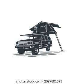 offroad camper car vector illustration, cool logos for nature and car lovers