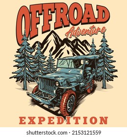 offroad car adventure expedition vector illustration