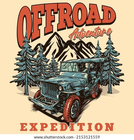 offroad car adventure expedition vector illustration