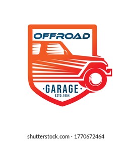 Off-road Car Adventure Logo Vector Illustration. Offroad suv Car vector logo icon silhouette design. Offroad Rally Car logo vector illustration for car repair, dealer, garage and service.