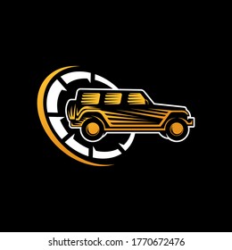 Off-road Car Adventure Logo Vector Illustration. Offroad suv Car vector logo icon silhouette design. Offroad Rally Car logo vector illustration for car repair, dealer, garage and service.