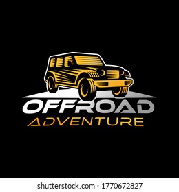 Off-road Car Adventure Logo Vector Illustration. Offroad suv Car vector logo icon silhouette design. Offroad Rally Car logo vector illustration for car repair, dealer, garage and service.