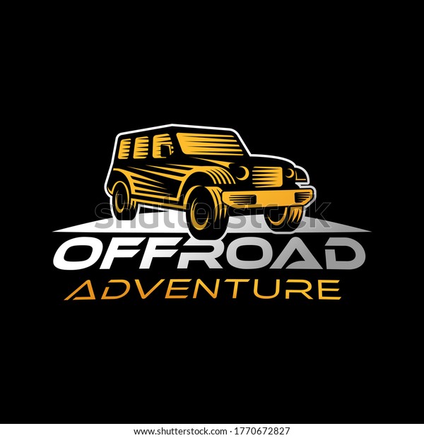 Off-road Car\
Adventure Logo Vector Illustration. Offroad suv Car vector logo\
icon silhouette design. Offroad Rally Car logo vector illustration\
for car repair, dealer, garage and\
service.
