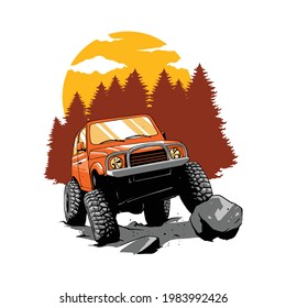 offroad car artwork for promotion and merchandise design