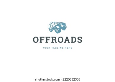 Offroad car automotive transportation race extreme sport leisure activity vintage logo design template vector illustration. Speed rally transport adventure off road race drive branding identification
