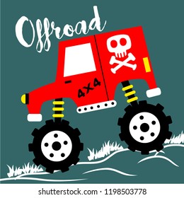 offroad car funny cartoon,vector illustration