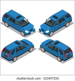 Off-road car Icon. Flat 3d high quality city transport icon set. Automobile. Isometric car. 