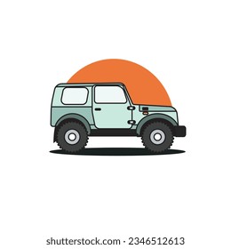 Offroad car icon isolated on white background, vector illustration, flat design