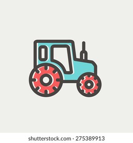 Offroad car icon thin line for web and mobile, modern minimalistic flat design. Vector icon with dark grey outline and offset colour on light grey background.