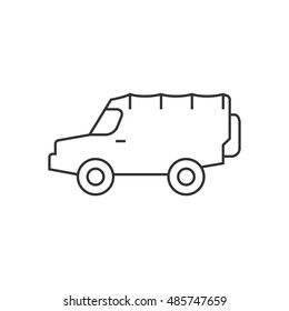 Offroad car icon in thin outline style. Truck, double cabin, 4x4, 4 wheel driver explore safari 