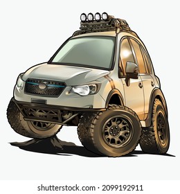 offroad car illustration with cartoon style