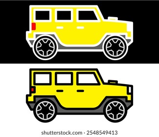 Offroad car illustration ideal for transportation needs, showcasing comfort, safety, and efficiency. Perfect for adventure