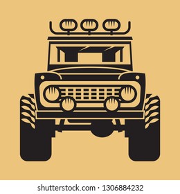 Off-road Car Isolated. Expedition Suv Silhouette, Vector Illustration