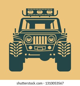 Off-road car isolated. Expedition suv silhouette, vector illustration