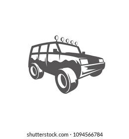 Off-road car isolated on white background vector illustration. Expedition suv, expedition offroader vector graphic silhouette.