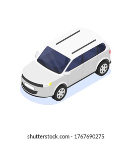 Offroad car isolated on white background. Vector isometric illustration.