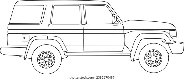 off-road car line art for coloring book