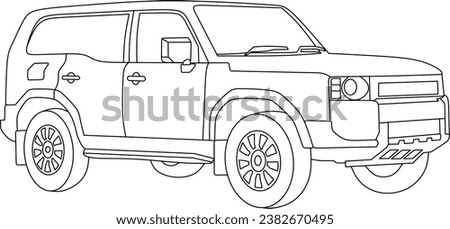 off-road car line art for coloring book
